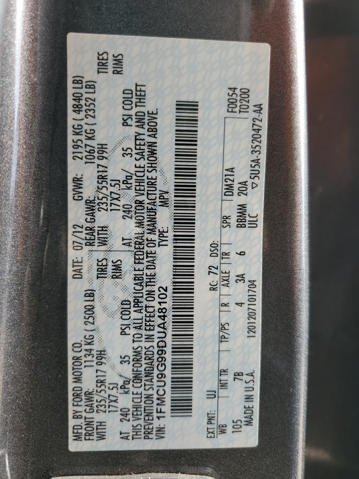 2013 Ford Escape Se VIN: 1FMCU9G99DUA48102 Lot: 92516535