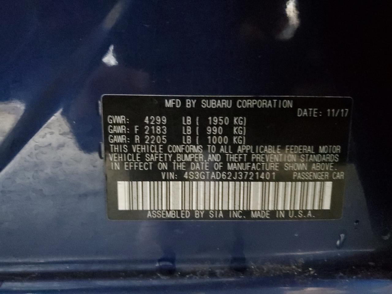 2018 Subaru Impreza Premium Plus VIN: 4S3GTAD62J3721401 Lot: 91812055