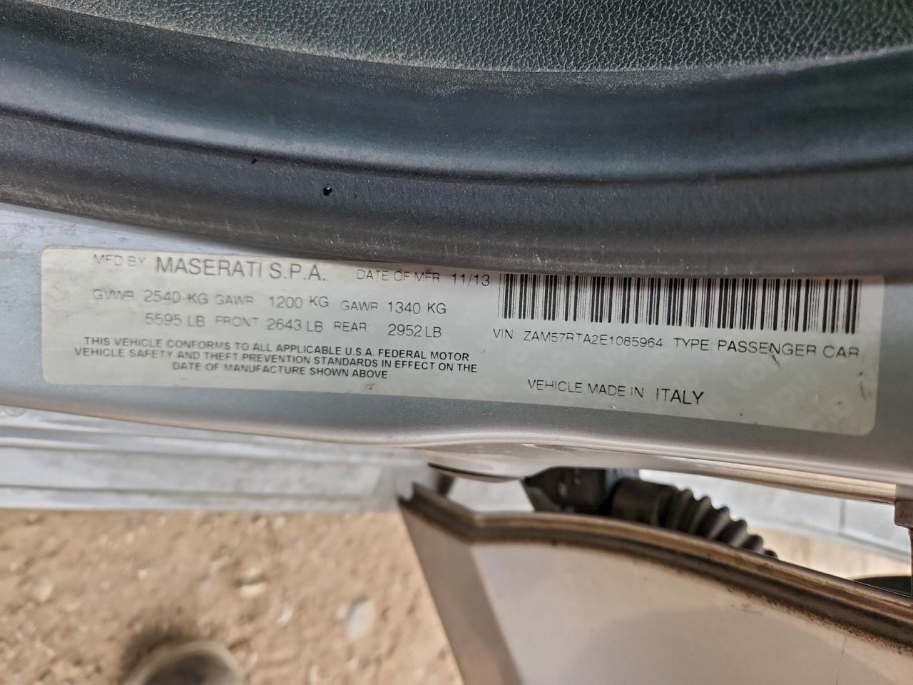 2014 Maserati Ghibli S VIN: ZAM57RTA2E1085964 Lot: 93351515