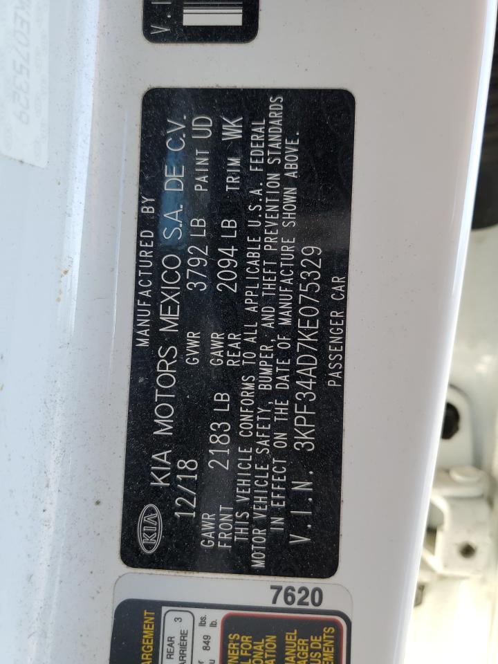 2019 Kia Forte Gt Line VIN: 3KPF34AD7KE075329 Lot: 91762465