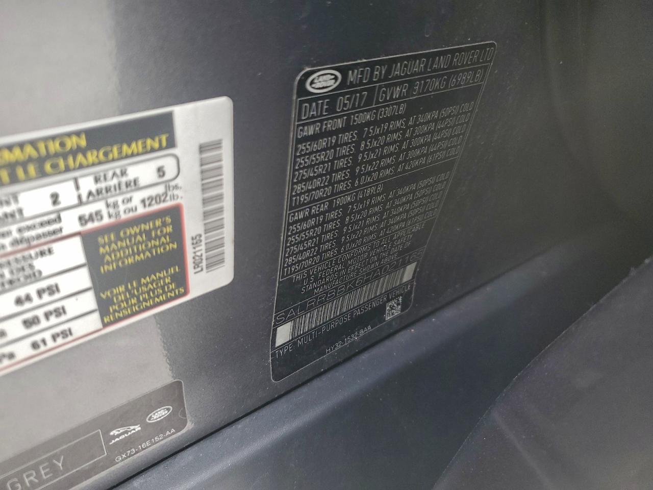 2017 Land Rover Discovery Hse VIN: SALRRBBK6HA021165 Lot: 93879045