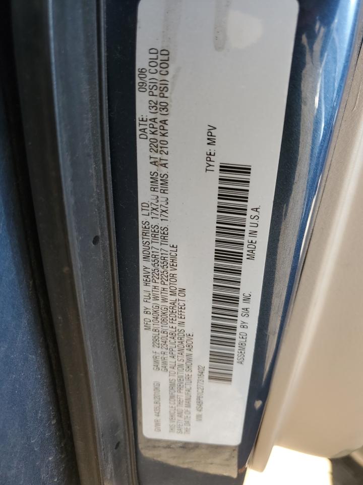 2007 Subaru Outback Outback 2.5I VIN: 4S4BP61C277316402 Lot: 92125105