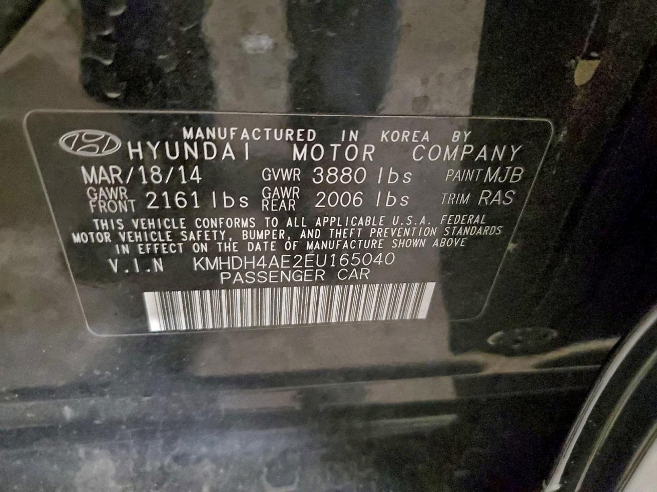 2014 Hyundai Elantra Se VIN: KMHDH4AE2EU165040 Lot: 93902725