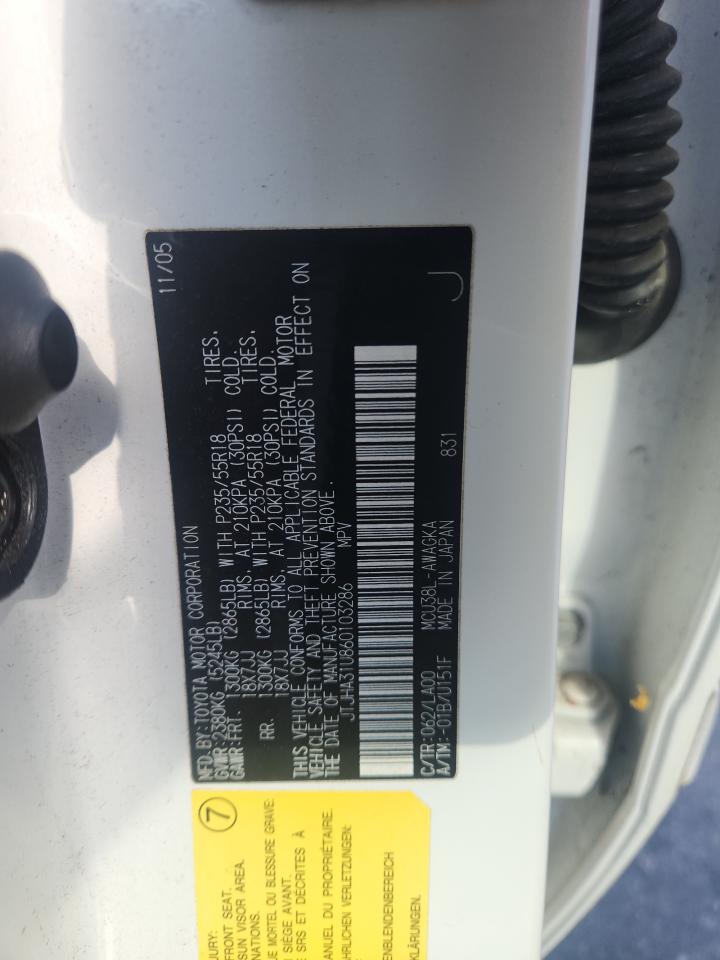 2006 Lexus Rx 330 VIN: JTJHA31U860103286 Lot: 93431225