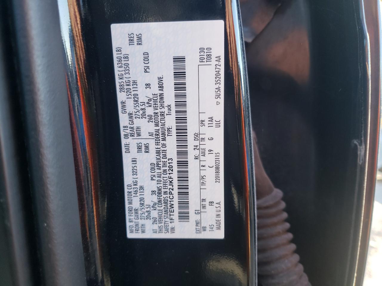 2018 Ford F150 Supercrew VIN: 1FTEW1CP2JKF12013 Lot: 90639685