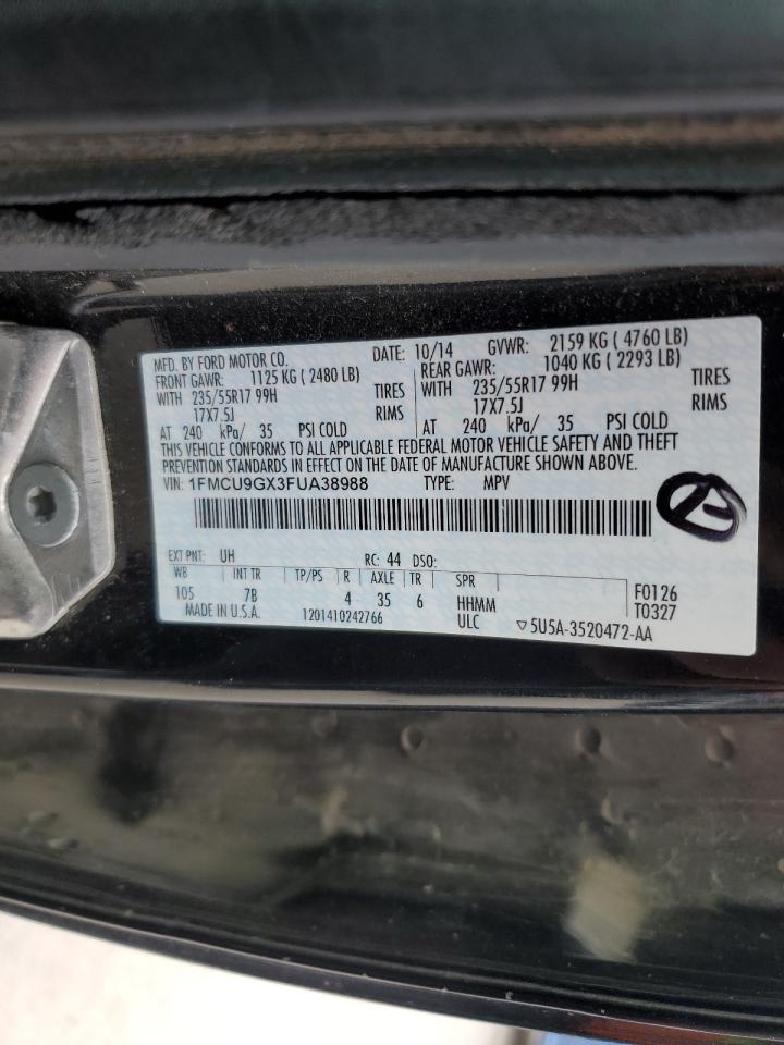 2015 Ford Escape Se VIN: 1FMCU9GX3FUA38988 Lot: 92782925