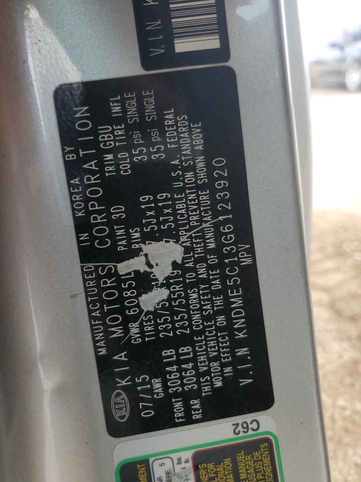 2016 Kia Sedona Sxl VIN: KNDME5C13G6123920 Lot: 91380625