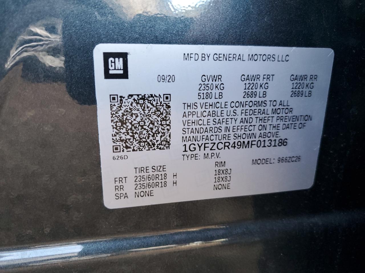 2021 Cadillac Xt4 Premium Luxury VIN: 1GYFZCR49MF013186 Lot: 92205395