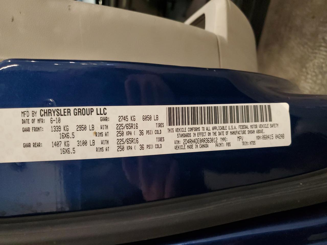 2010 Dodge Grand Caravan Se VIN: 2D4RN4DE0AR363012 Lot: 93565025