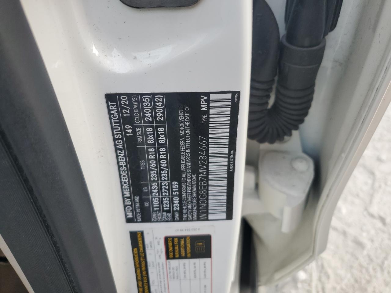 2021 Mercedes-Benz Glc 300 4Matic VIN: W1N0G8EB7MV284667 Lot: 90653955