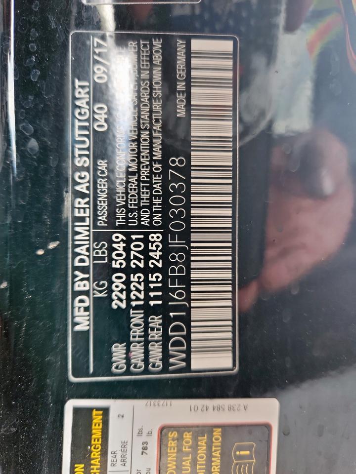 2018 Mercedes-Benz E 400 VIN: WDD1J6FB8JF030378 Lot: 93682505