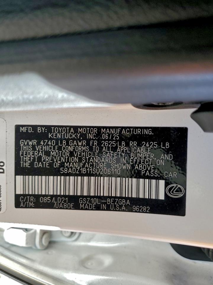 2025 Lexus Es 350 Base VIN: 58ADZ1B11SU206110 Lot: 94511375