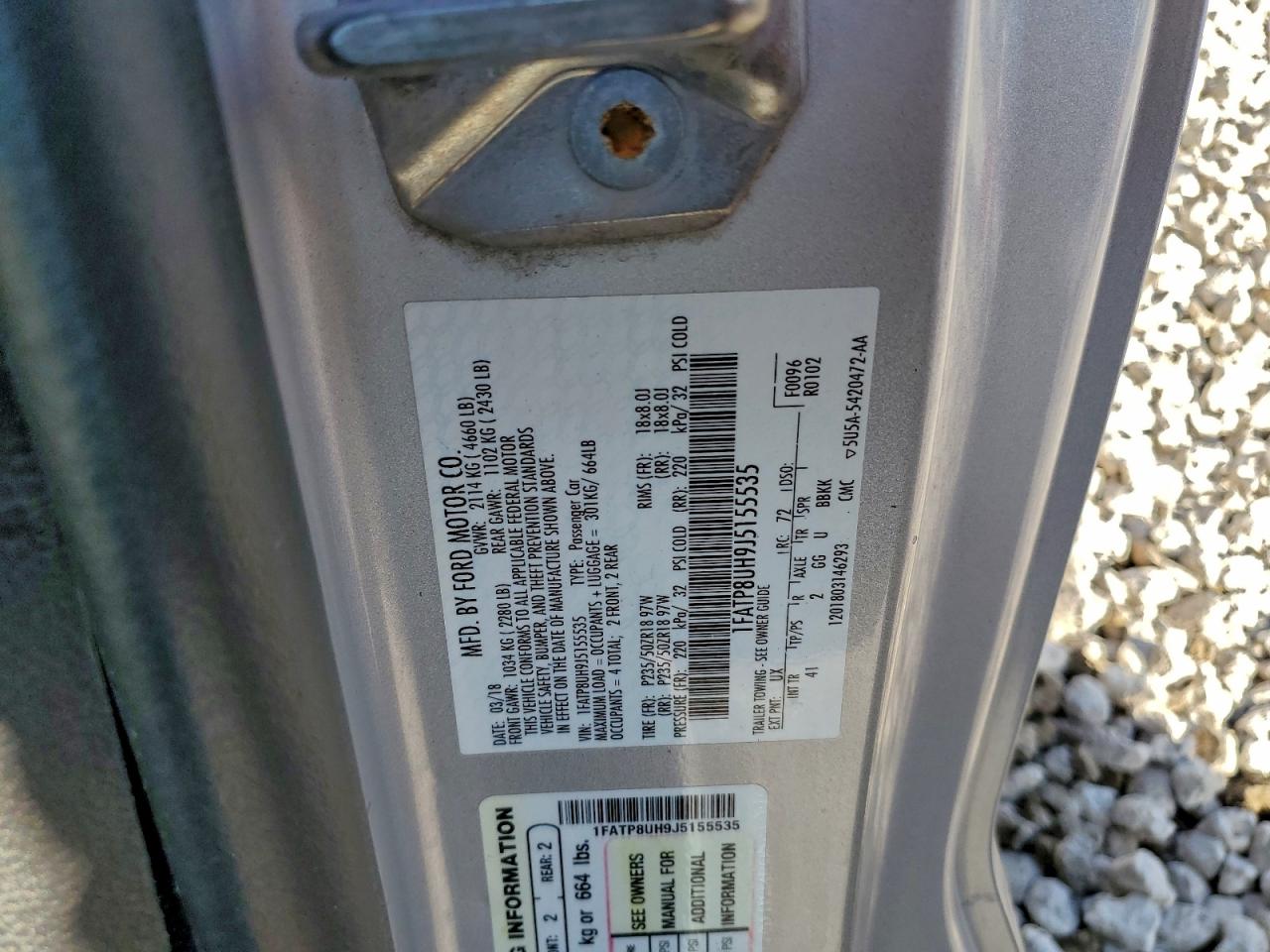 2018 Ford Mustang VIN: 1FATP8UH9J5155535 Lot: 93879945