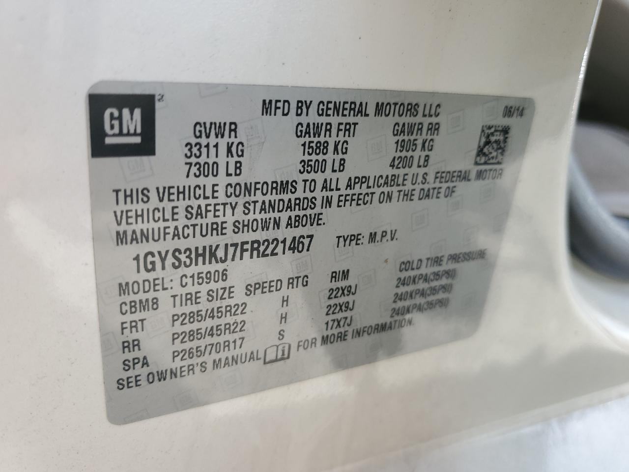 2015 Cadillac Escalade Esv Luxury VIN: 1GYS3HKJ7FR221467 Lot: 91704775