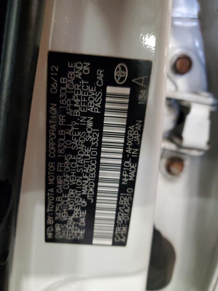 2012 Toyota Prius C VIN: JTDKDTB30C1013321 Lot: 91785805