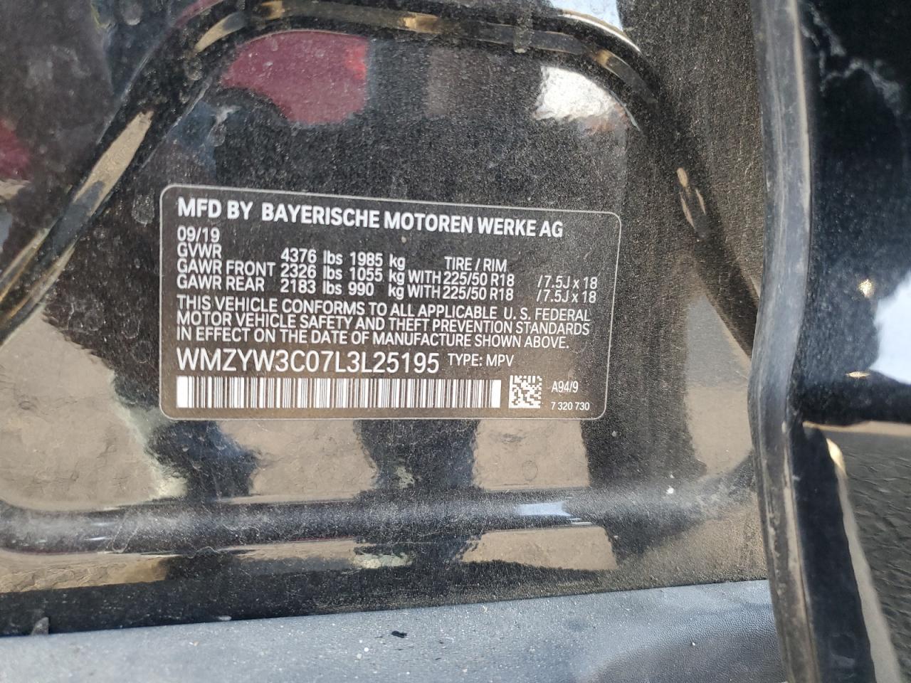 2020 Mini Cooper Countryman VIN: WMZYW3C07L3L25195 Lot: 86548795