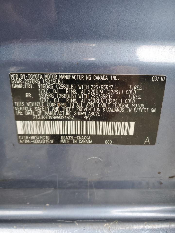 2010 Toyota Rav4 VIN: 2T3JK4DV9AW024452 Lot: 92629445