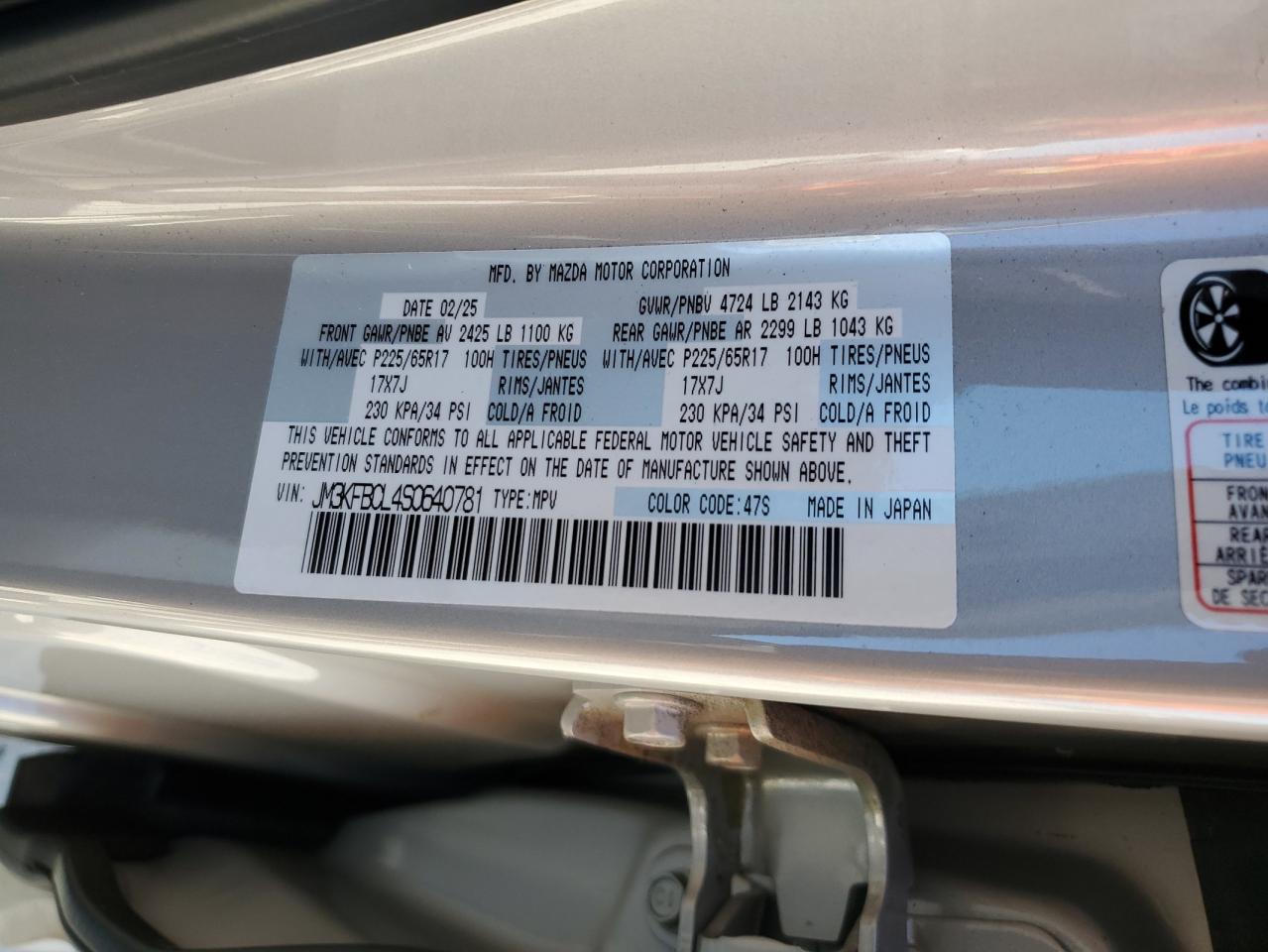 2025 Mazda Cx-5 Preferred VIN: JM3KFBCL4S0640781 Lot: 91359575