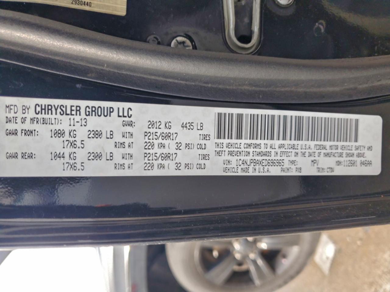 2014 Jeep Patriot Sport VIN: 1C4NJPBAXED696965 Lot: 92106475