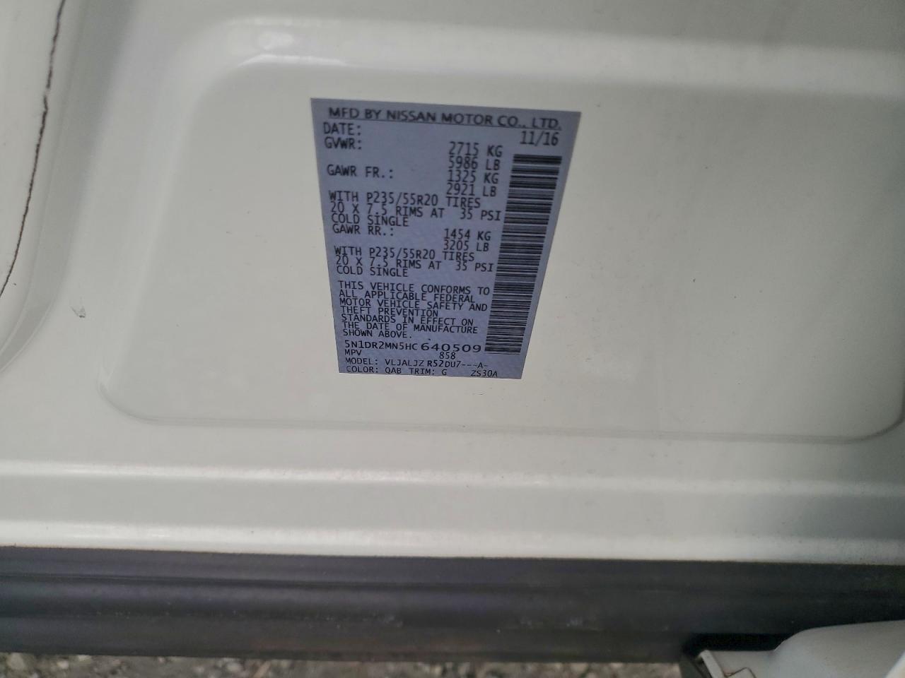 2017 Nissan Pathfinder S VIN: 5N1DR2MN5HC640509 Lot: 93490845