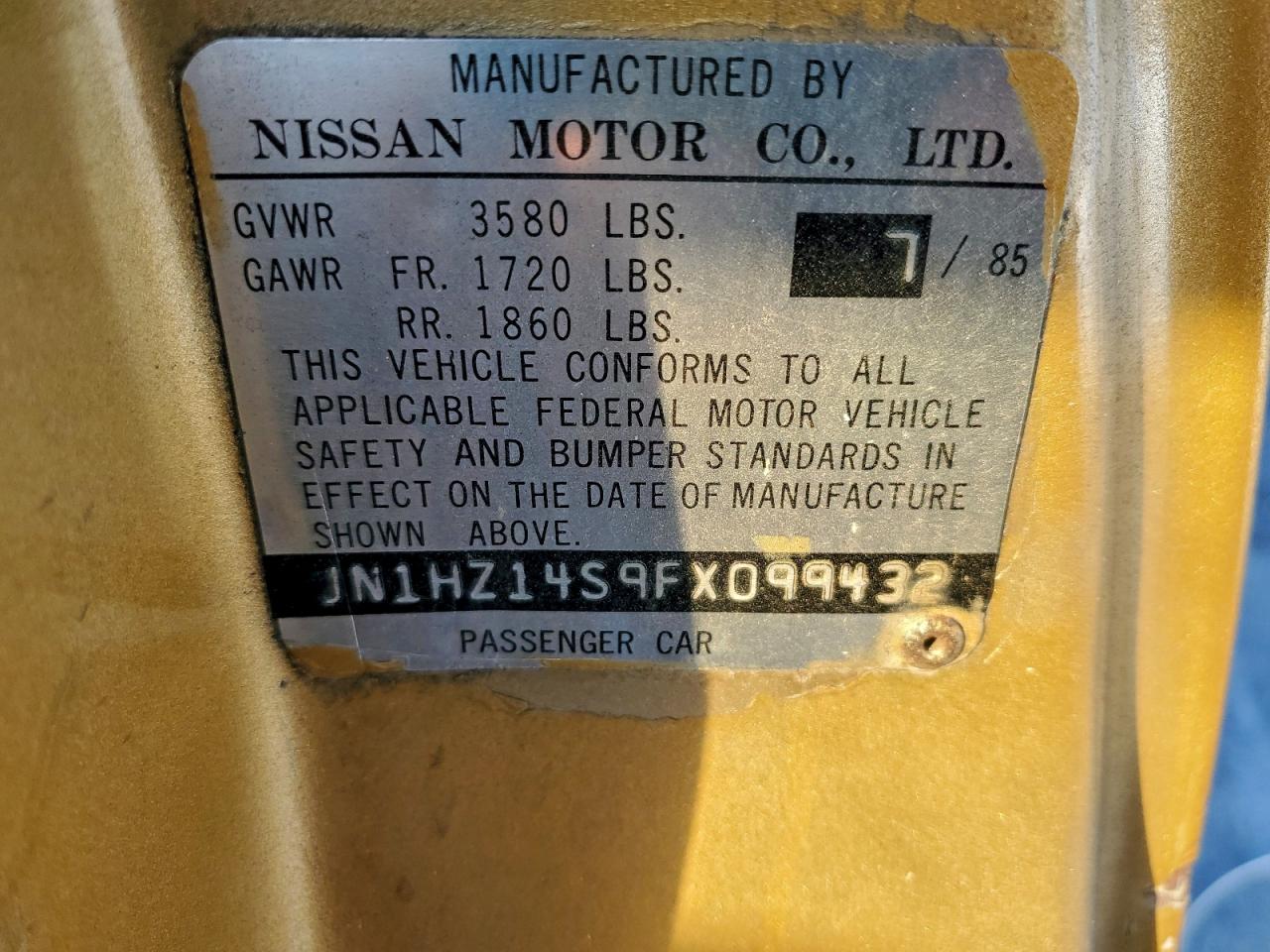 1985 Nissan 300Zx VIN: JN1HZ14S9FX099432 Lot: 94337365