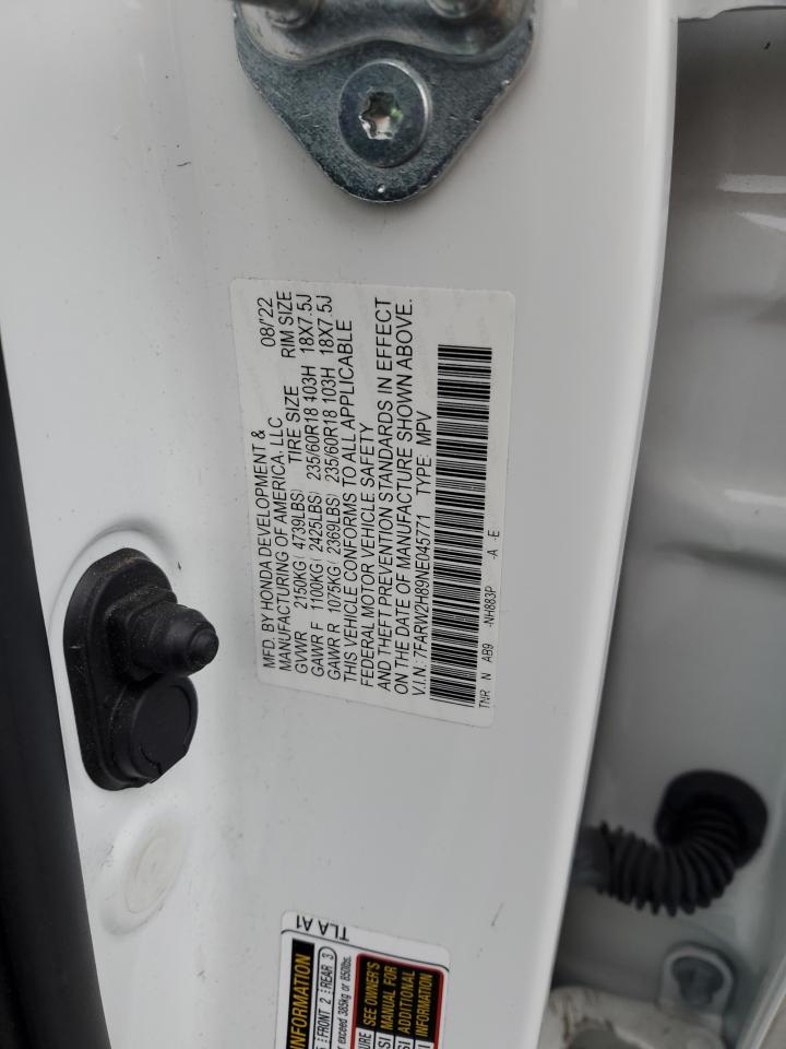 2022 Honda Cr-V Exl VIN: 7FARW2H89NE045771 Lot: 93018025