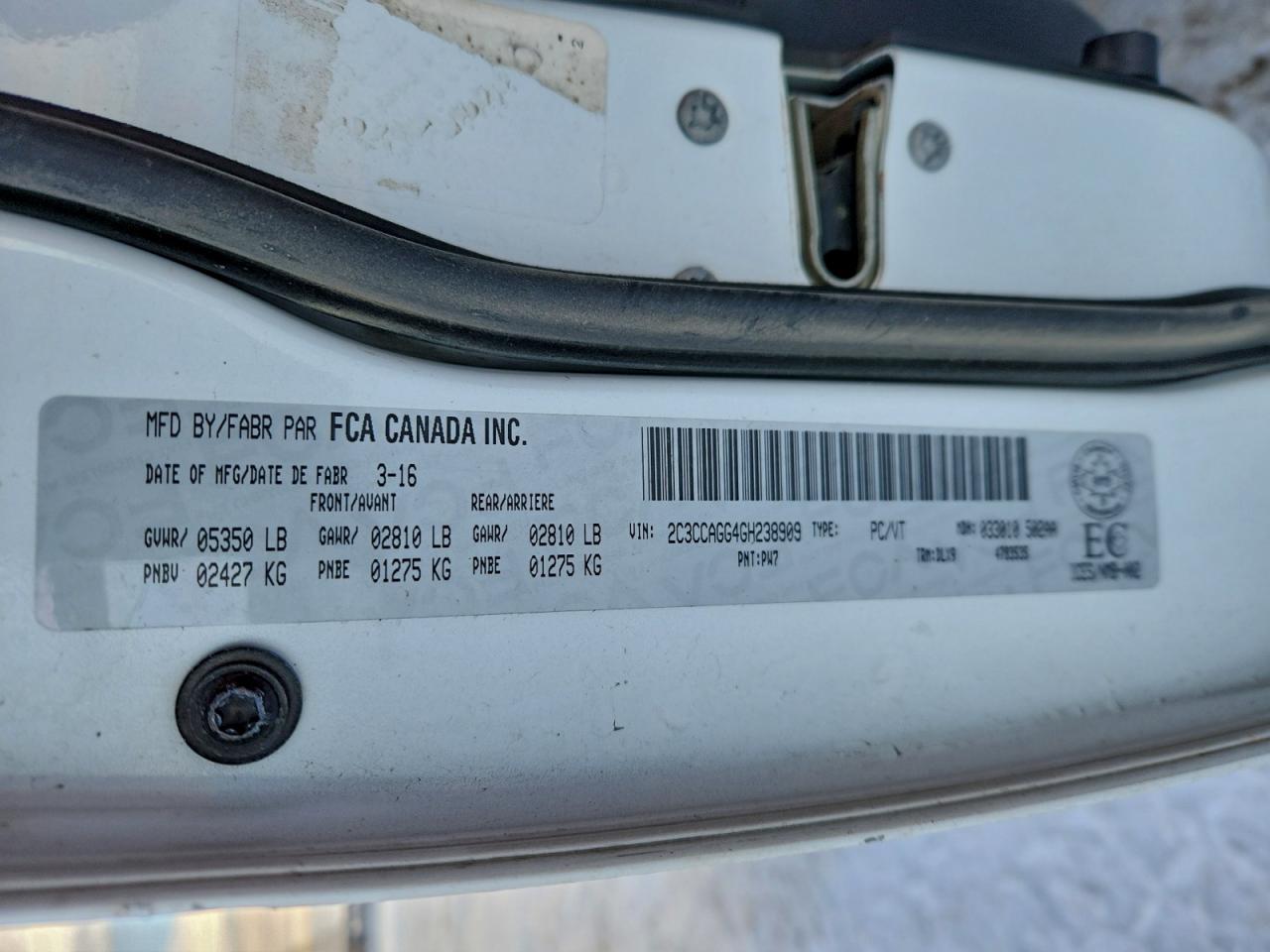 2016 Chrysler 300 S VIN: 2C3CCAGG4GH238909 Lot: 94755365