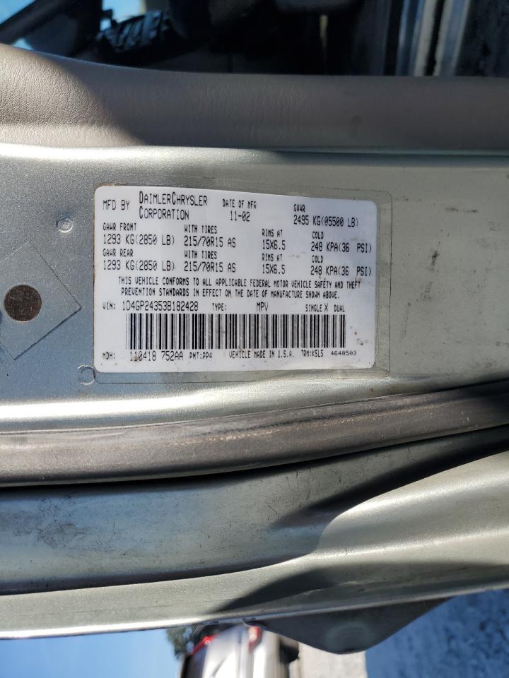 2003 Dodge Grand Caravan Se VIN: 1D4GP24353B182428 Lot: 93207155