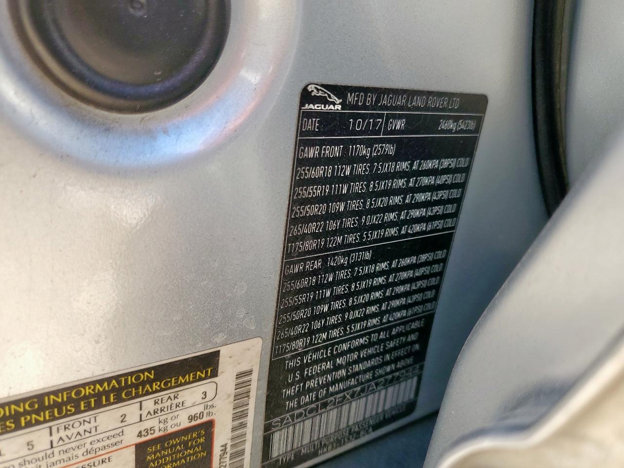 2018 Jaguar F-Pace R - Sport VIN: SADCL2FX7JA277944 Lot: 91907235