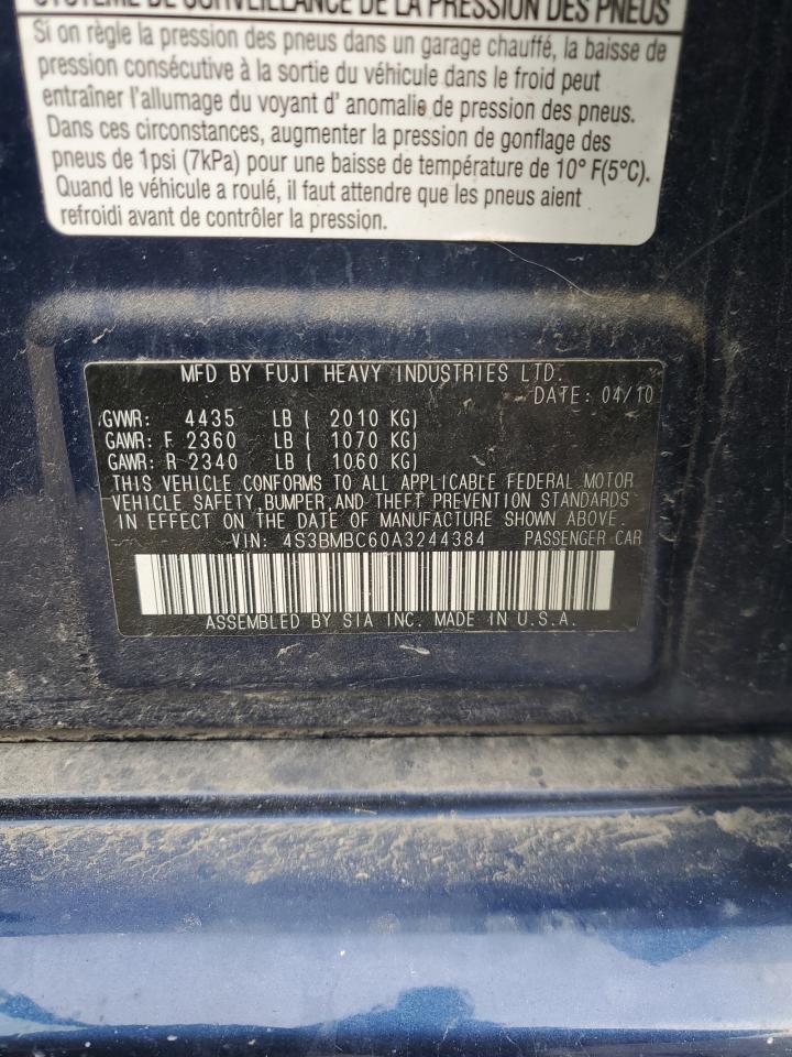 2010 Subaru Legacy 2.5I Premium VIN: 4S3BMBC60A3244384 Lot: 92035375