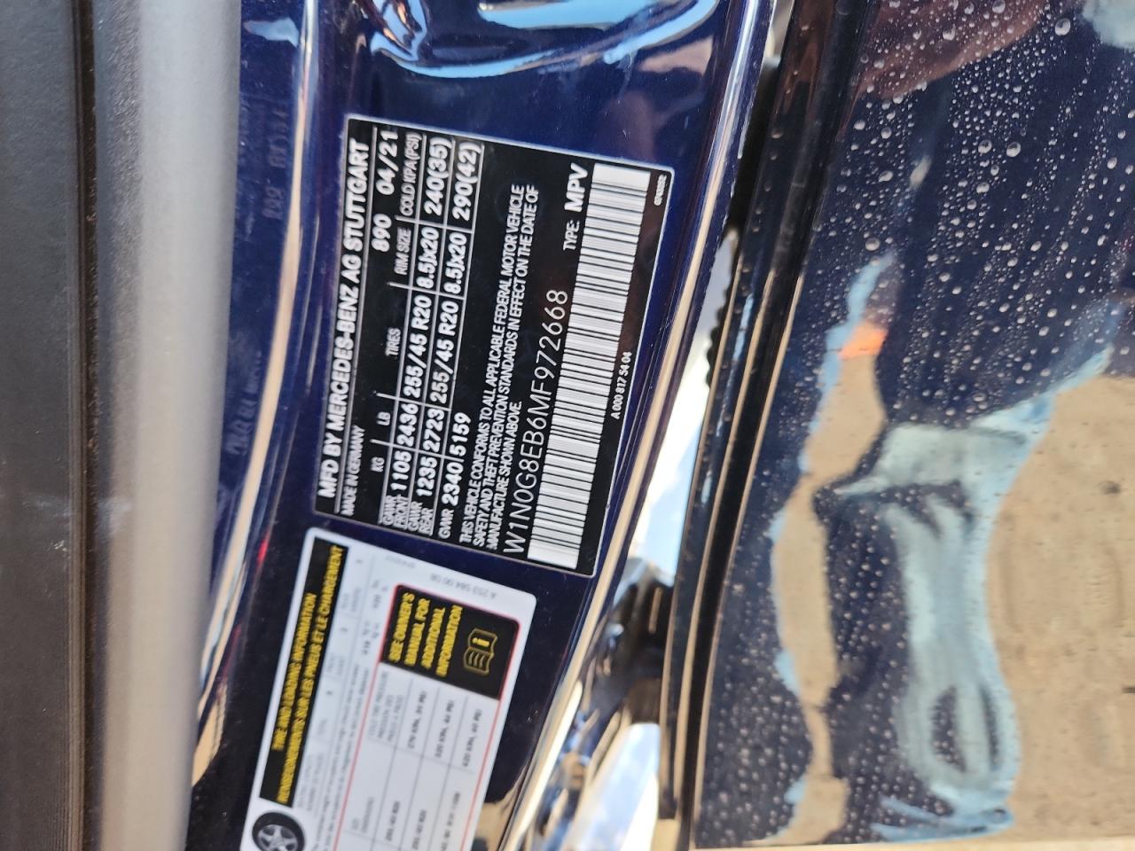 2021 Mercedes-Benz Glc 300 4Matic VIN: W1N0G8EB6MF972668 Lot: 91132945