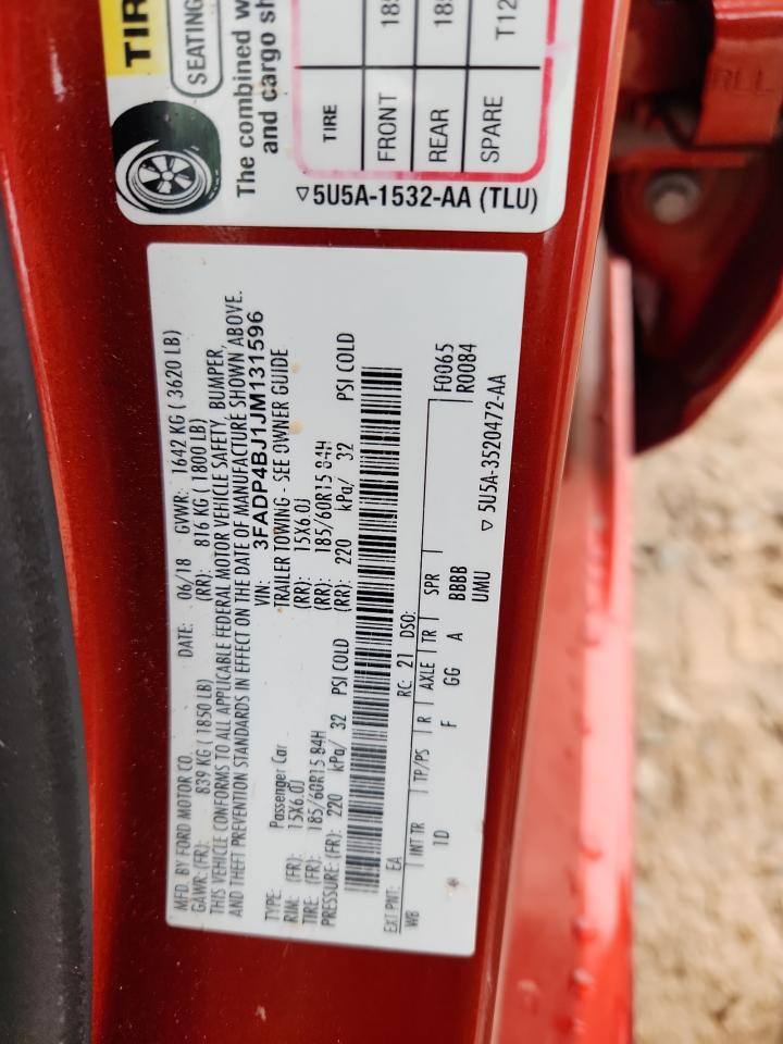 2018 Ford Fiesta Se VIN: 3FADP4BJ1JM131596 Lot: 91704625