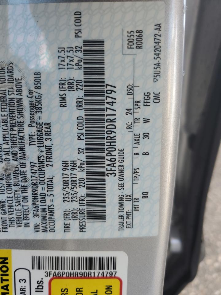 2013 Ford Fusion Se VIN: 3FA6P0HR9DR174797 Lot: 91844025