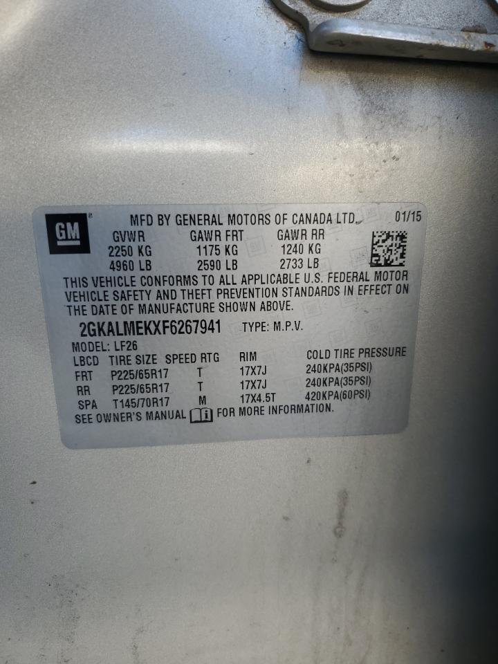 2015 GMC Terrain Sle VIN: 2GKALMEKXF6267941 Lot: 92012215