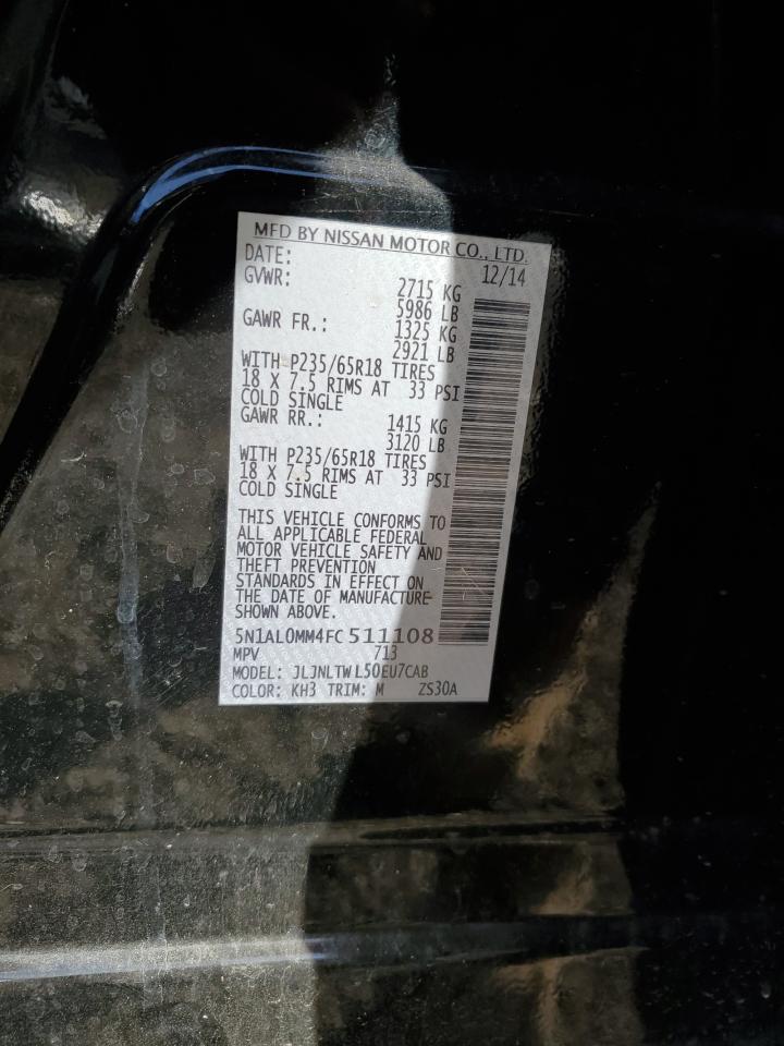 2015 Infiniti Qx60 VIN: 5N1AL0MM4FC511108 Lot: 90852895