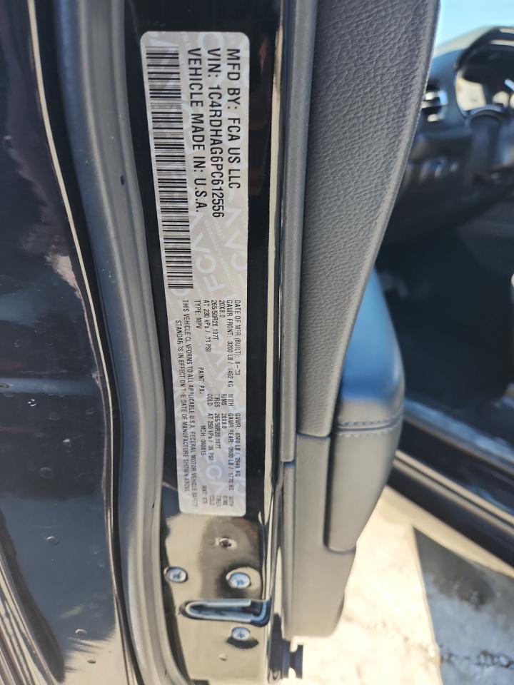 2023 Dodge Durango Sxt VIN: 1C4RDHAG6PC612556 Lot: 91296595