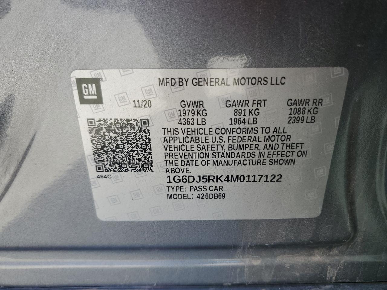 2021 Cadillac Ct4 Luxury VIN: 1G6DJ5RK4M0117122 Lot: 92090115