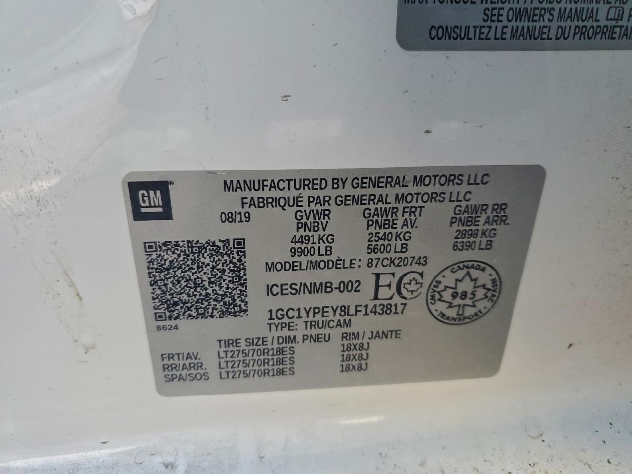 2020 Chevrolet Silverado K2500 Heavy Duty Ltz VIN: 1GC1YPEY8LF143817 Lot: 92408495