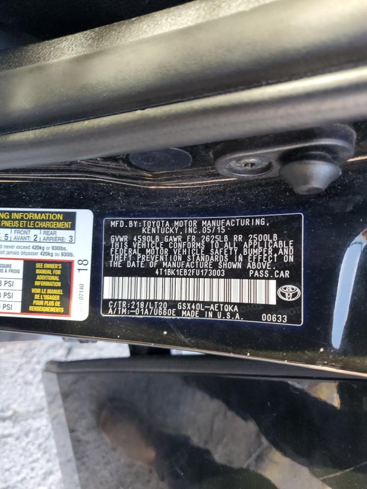 2015 Toyota Avalon Xle VIN: 4T1BK1EB2FU173003 Lot: 86096325