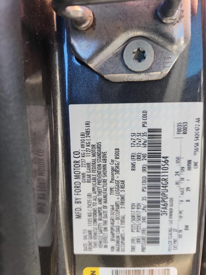 2016 Ford Fusion Se Phev VIN: 3FA6P0PU4GR110564 Lot: 91515905