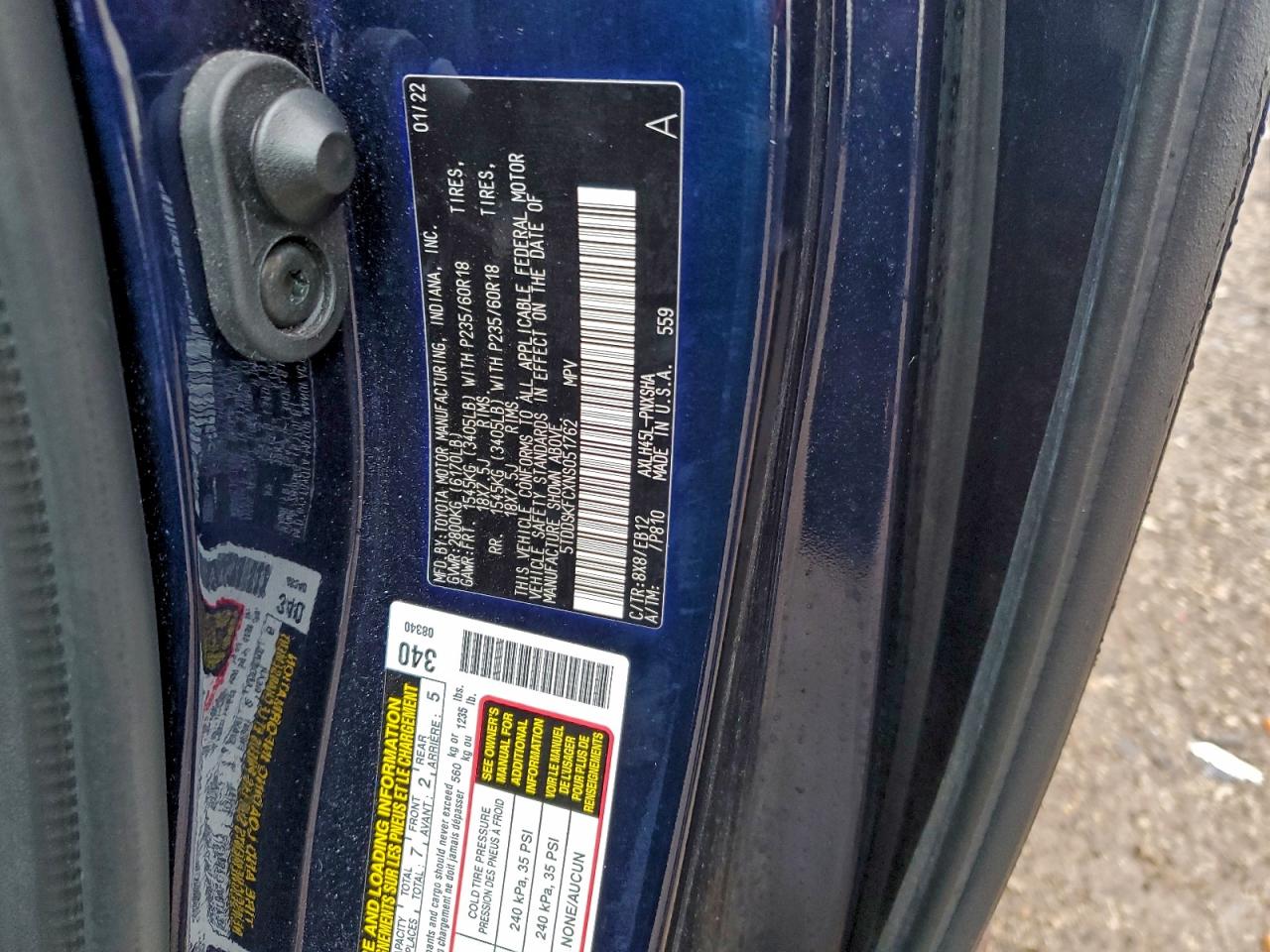 2022 Toyota Sienna Xse VIN: 5TDDSKFCXNS051762 Lot: 93523225