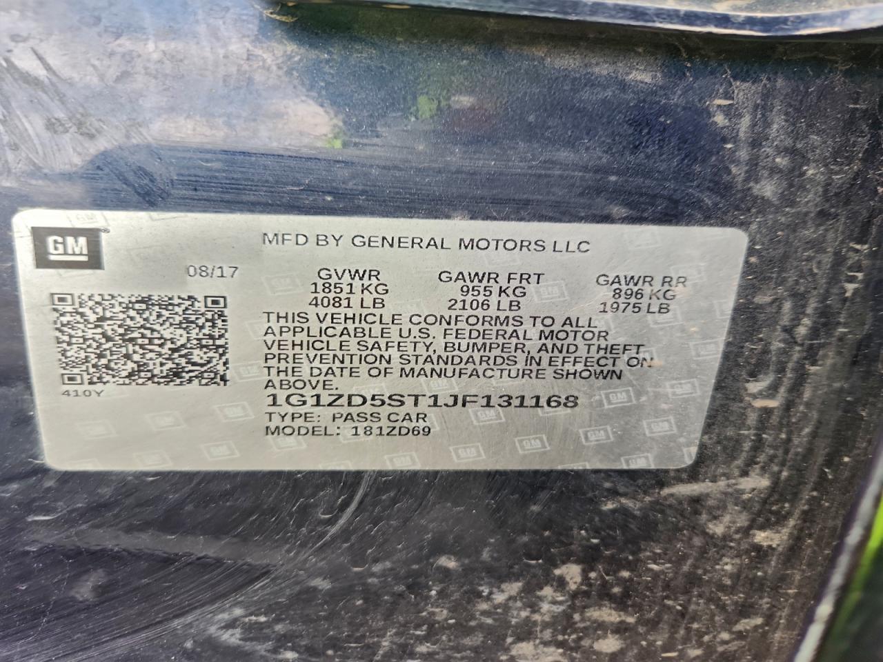 2018 Chevrolet Malibu Lt VIN: 1G1ZD5ST1JF131168 Lot: 94246945