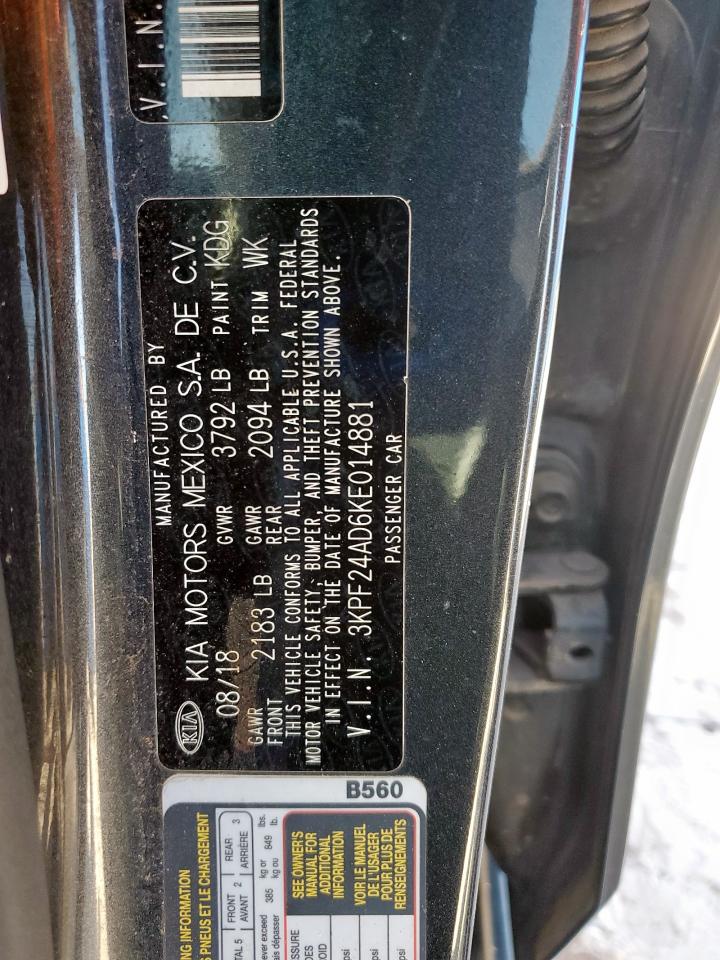 2019 Kia Forte Fe VIN: 3KPF24AD6KE014881 Lot: 91120275