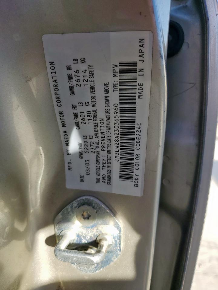 2003 Mazda Mpv Wagon VIN: JM3LW28A230365960 Lot: 91923045