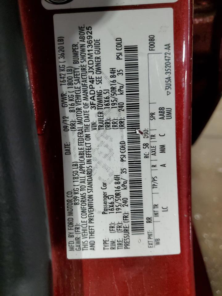 2013 Ford Fiesta Titanium VIN: 3FADP4FJXDM136925 Lot: 92435985