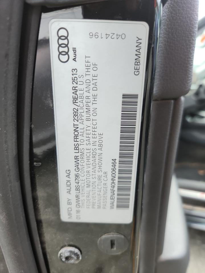 2017 Audi A4 Premium Plus VIN: WAUENAF40HN006464 Lot: 91615805