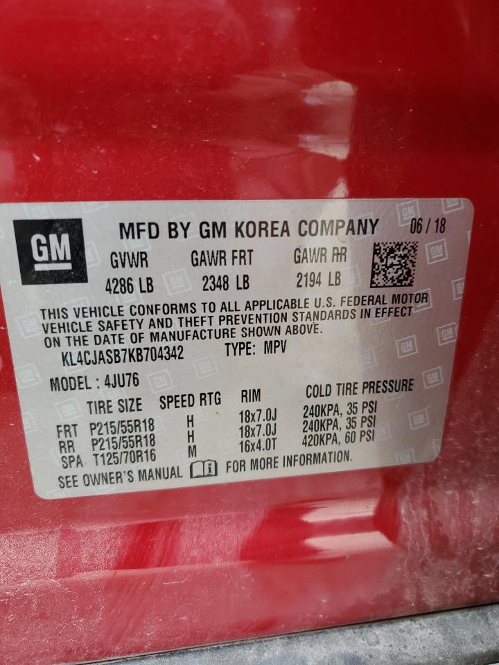 2019 Buick Encore Preferred VIN: KL4CJASB7KB704342 Lot: 91169725