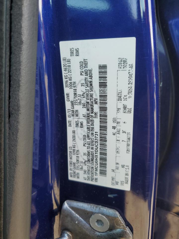 2013 Ford Escape Sel VIN: 1FMCU0HX1DUC53731 Lot: 92827315