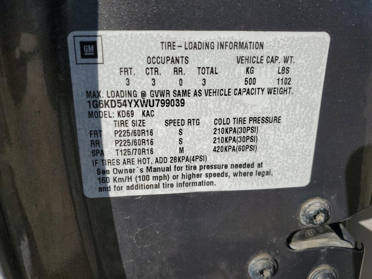 1998 Cadillac Deville VIN: 1G6KD54YXWU799039 Lot: 91199955