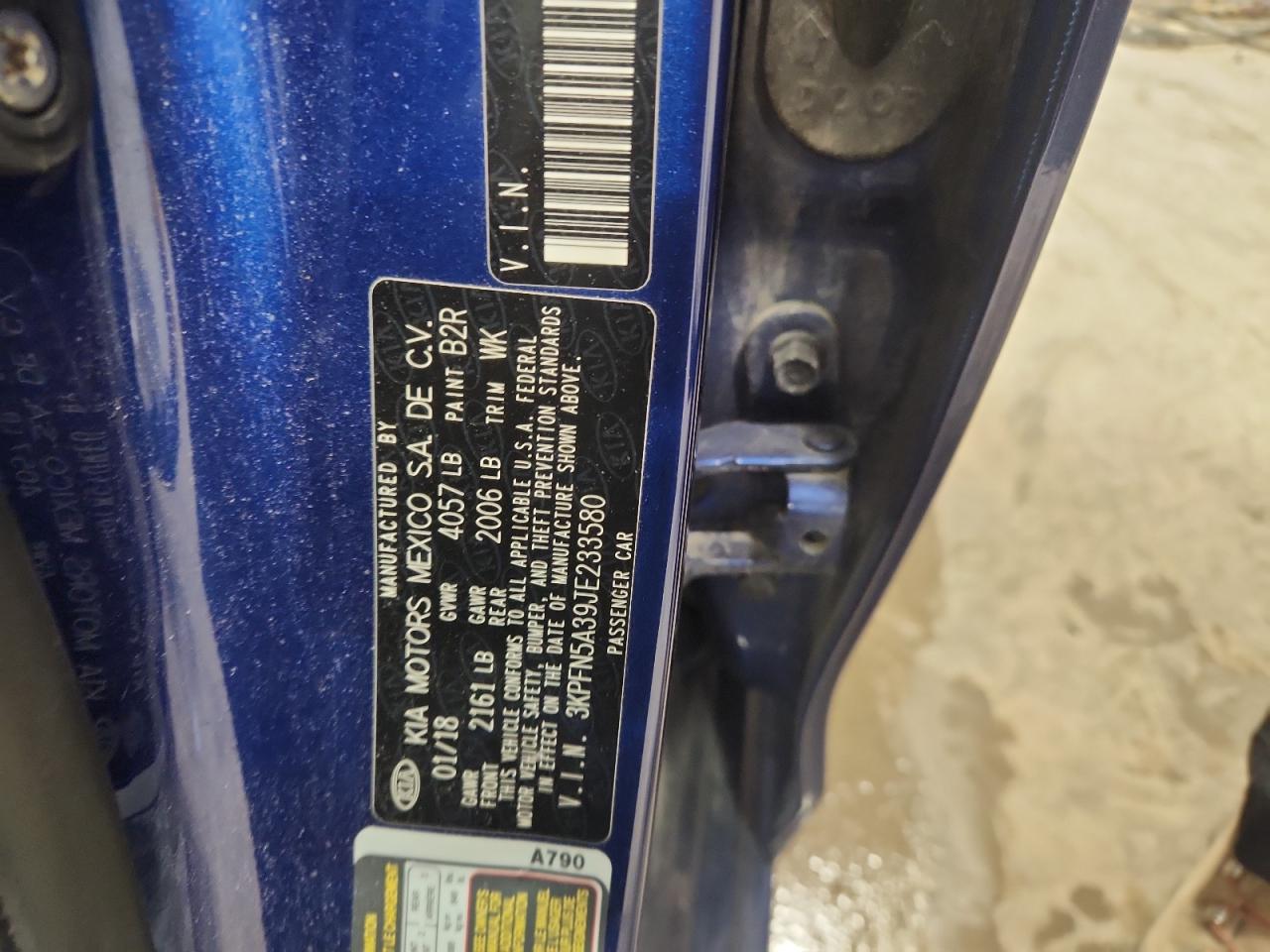 2018 Kia Forte Ex VIN: 3KPFN5A39JE233580 Lot: 91424985